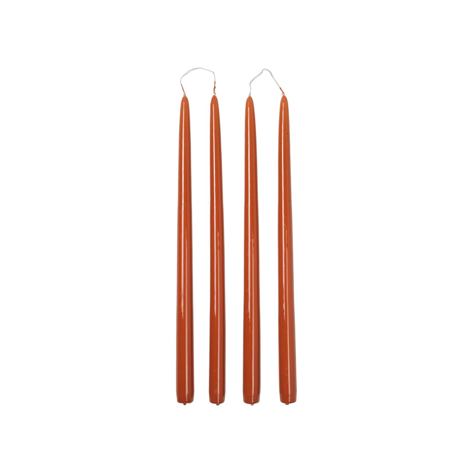 Broste Candle Taper Set Of 4 H380 - Glossy Burned Orange